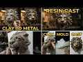 Lion Head Sculpture Clay Modeling Silicone Mold Resin Casting with Metal Patina