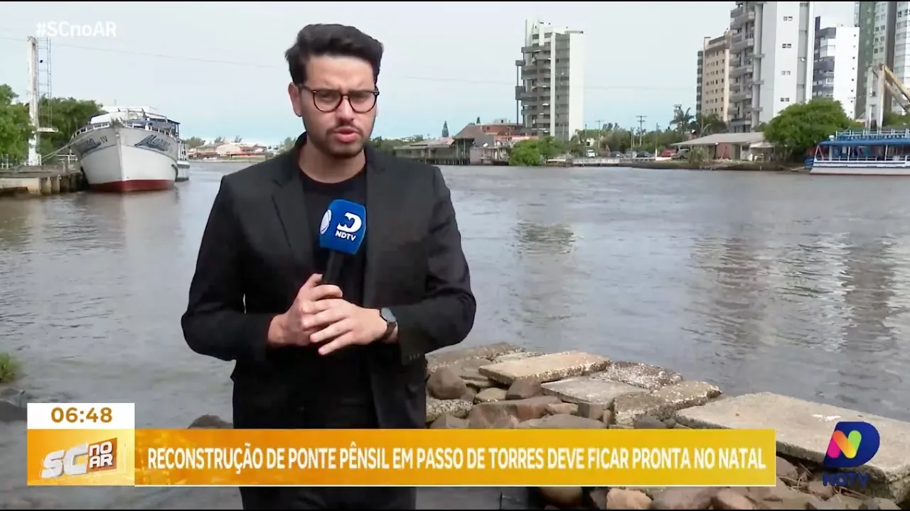 Reconstrução de ponte pênsil em Passo de Torres deve ficar pronta no Natal