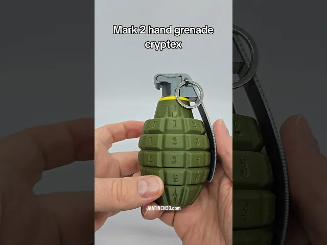 Hand Grenade Cryptex — Configurable 4-digit puzzle container video thumbnail