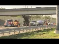 2 lanes closed after dump truck hits overpass on I-75 in Sarasota