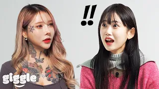 koreans meet a girl covered with tattoos