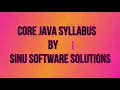 Learn Java Core Advance II Core Java Syllabus II By Sinu Software Solutions