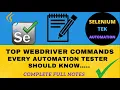 Selenium Web Driver Commands Web Driver Commands in Selenium Automation testing Selenium