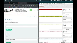 Using application functionality to exploit insecure deserialization Web Security Academy