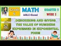 MATH 6 QUARTER 2 WEEK 5 DESCRIBING AND GIVING THE VALUE OF NUMBERS EXPRESSED IN EXPONENTIAL FORM