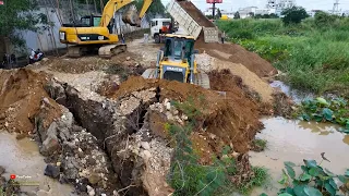 WOW EPIC!! Massive soil Build a Way Ti's Delete Lake Action Work Dozer And Dump Trucks