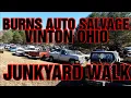 JUNKYARD WALK IN RURAL VINTON OHIO BURNS AUTO SALVAGE