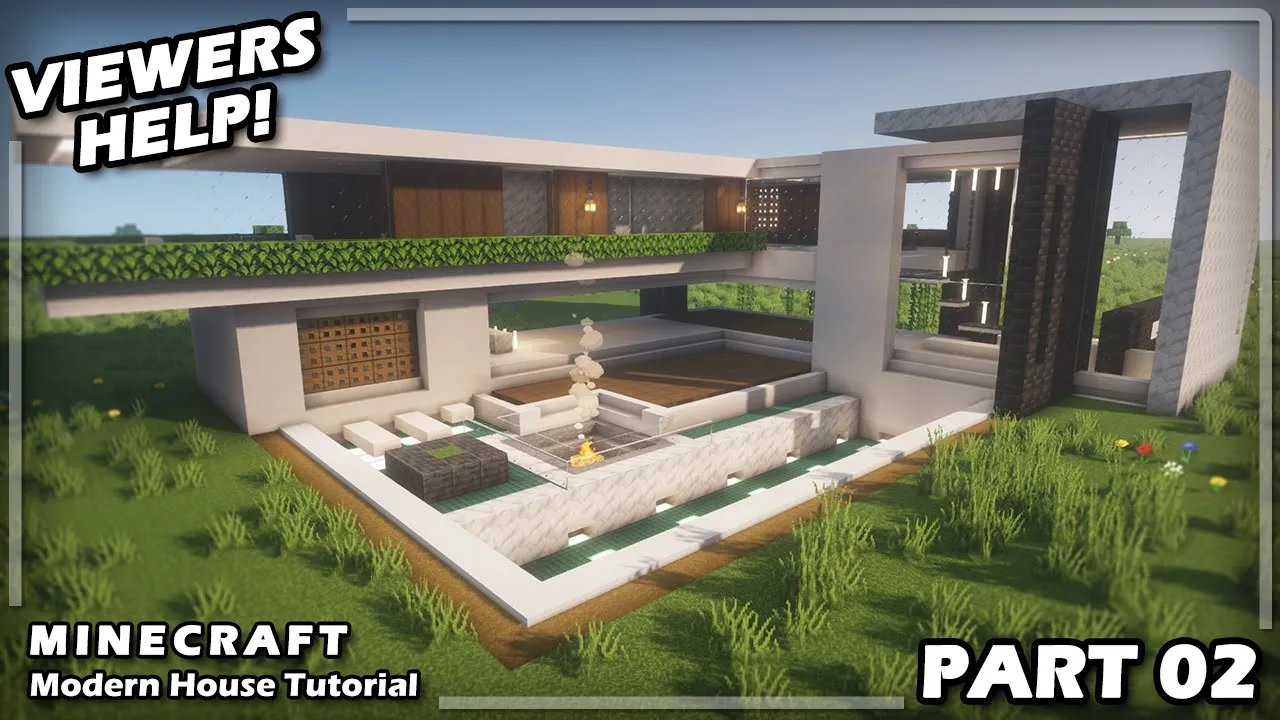 MINECRAFT: How to Build a MODERN HOUSE Tutorial (VIEWERS HELP)
