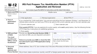 IRS Form W-12 walkthrough PTIN Application