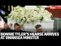 Bonnie Tyler s Hearse Arrives at Swansea Minster