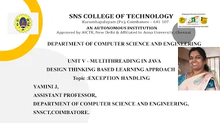 Design Thinking Based Learning Exception Handling OOPS Using JAVA SNS Institutions