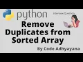 Remove Duplicate From Sorted Array Python