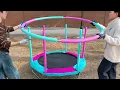 Funseek 55 Trampoline for Kids with Enclosure Trampoline with Adjustable Gymnastics Bar Toys