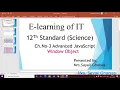 using Window object in JavaScript 12th Science