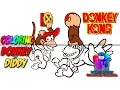 Coloring Donkey Kong and Diddy Kong - Nintendo Games Coloring Page for kids to Color and Play