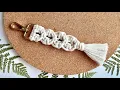 Macrame keychain tutorial for beginners Square knot pattern DIY macrame keychain