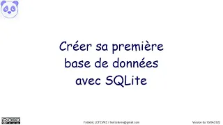 Creer sa premiere base de donnees avec SQLite