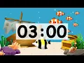 3 Minute Countdown Timer Alarm Clock With Music Timer for Kids Animal Fish