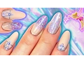 HOLO LILAC FAIRY GLITTER NAILS IRIDESCENT GLITTER GRADIENT CRYSTAL