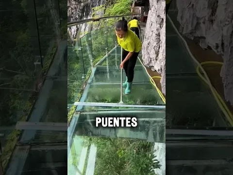 Estas chicas trabajan limpiando los puentes de cristal 😲
