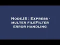 NodeJS Express - multer fileFilter error handling