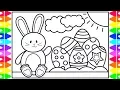 How to Draw the Easter Bunny and Eggs for Kids Easter Drawings for Kids Easter Coloring Pages