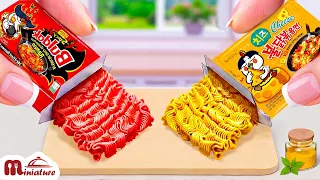 Best Korean Food 🔥 How To Make Spicy Buldak Noodles Vs Creamy Cheese Ramen | ASMR Cooking Mini Food