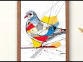 Transform Your Space with This Stunning Geometric Pigeon Print - Modern Nature Art for Calm Color