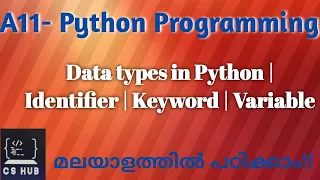 Data types in Python Identifier Keyword Variable