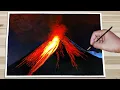 How to Paint Volcano Eruption for Beginners Painting a Volcano Erupting With Acrylics VERY EASY