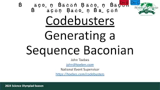 Codebusters - Generating a Sequence Baconian Cipher