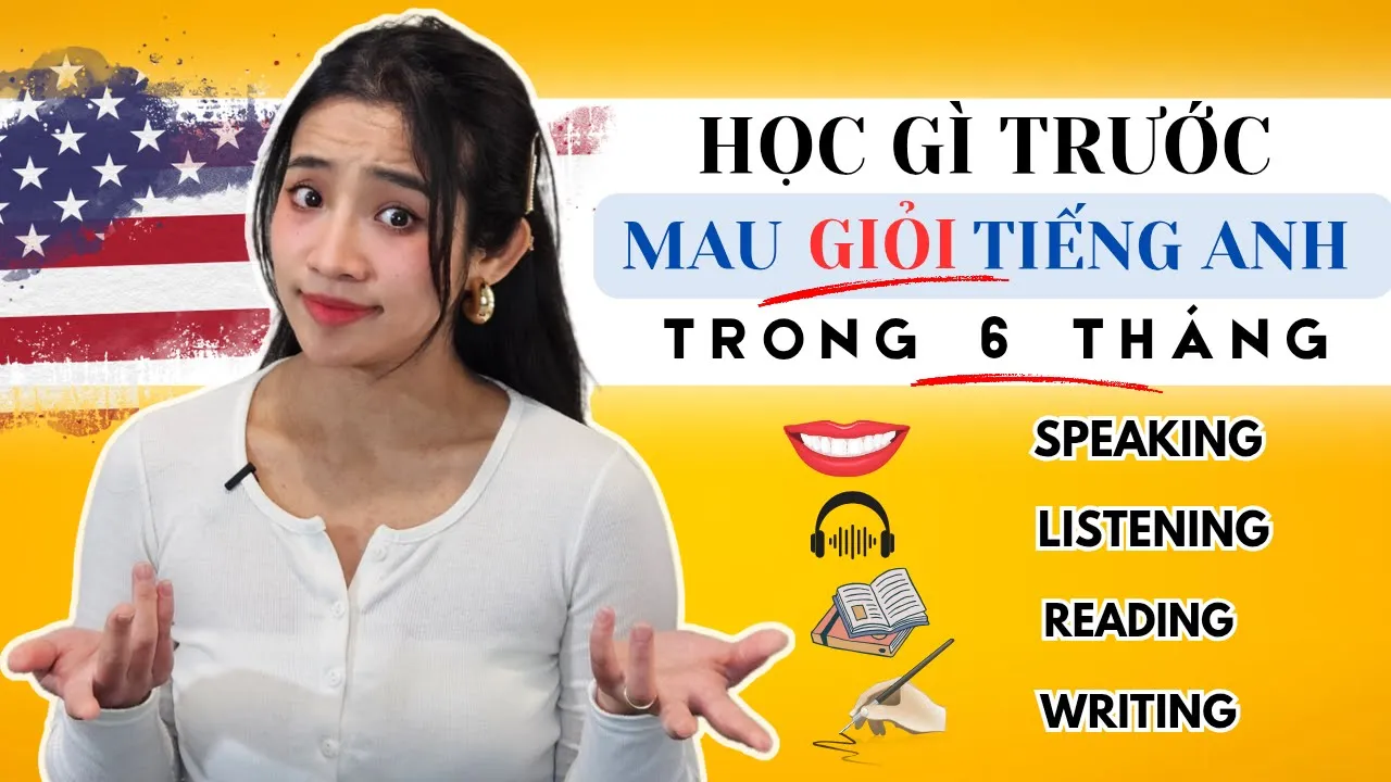 Outline Video Học gì trước mau GIỎI tiếng Anh trong 06 tháng: Nghe? Nói? Đọc? Viết?