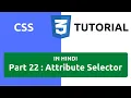 CSS Tutorial in Hindi Part 22 - CSS Attribute Selectors Attribute Selector CSS CSS Selectors