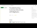 Troubleshooting Common SQL Errors with BigQuery With Explanation