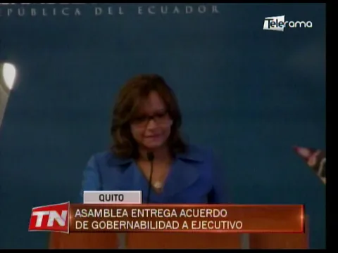 Asamblea entrega acuerdo de gobernabilidad a ejecutivo