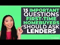 15 Important Questions First-time Homebuyers Should Ask Lenders LowerMyBills