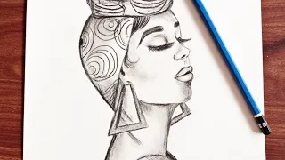 How To Draw A Beautiful African Girl Pencil Sketch رسم فتاة افريقية جميلة 