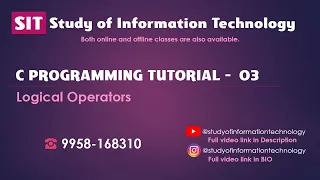11 C Programming Tutorial Logical Operators in C Programming AND OR NOT Explained with Examples