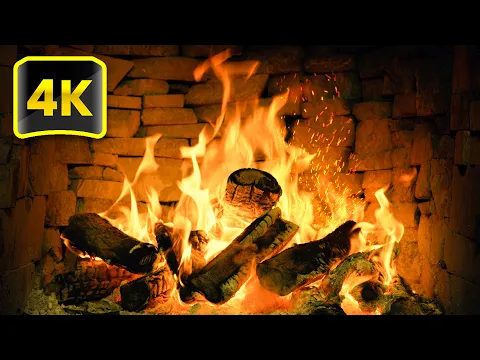 Download MP3 🔥 Relaxing FIREPLACE (3 Hours) with Burning Logs and Crackling Fire Sounds for Stress Relief 4K UHD