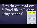 89 How do you read csv Excel file in Python using pandas