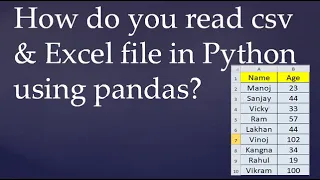 89 How do you read csv Excel file in Python using pandas