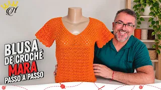 Blusa de Crochê MARA - Aula passo a passo Professor Neddy Ghusmam