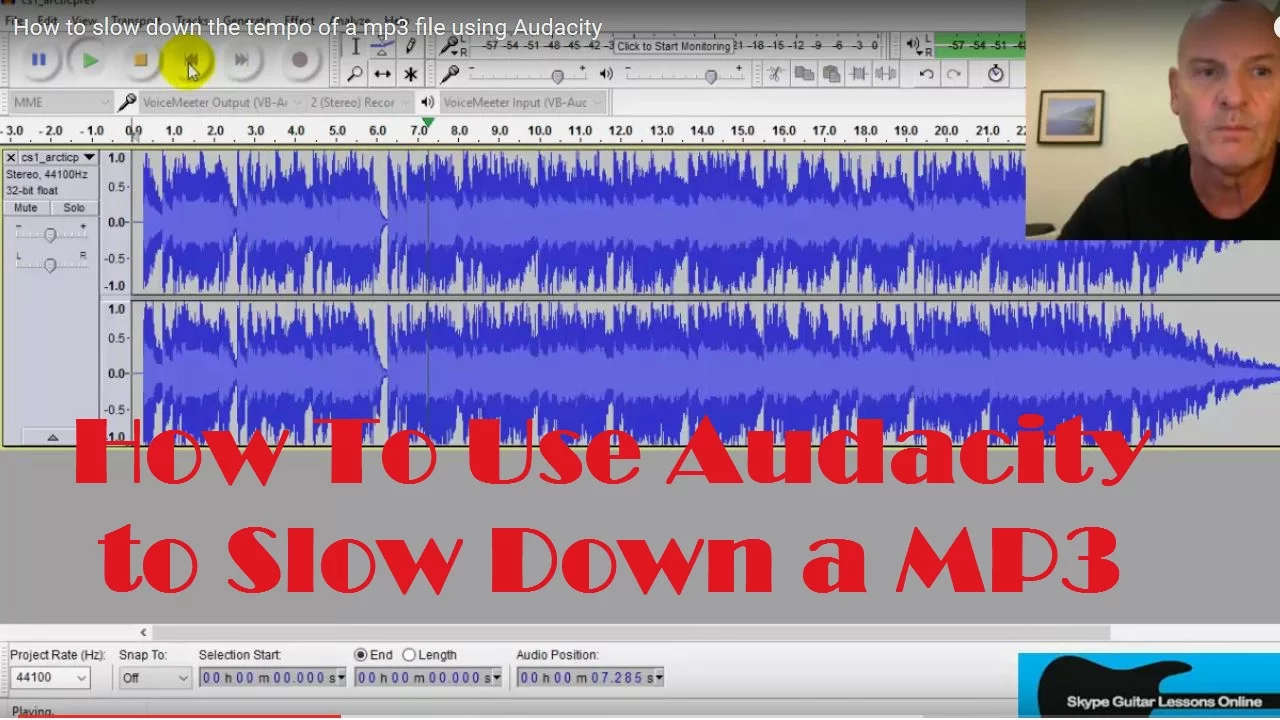How to slow down the tempo of a mp3 file using Audacity