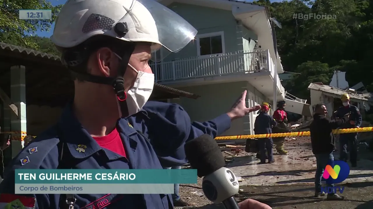 Mulher está desaparecida: explosão destrói casa de dois andares em Jurerê
