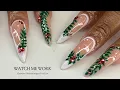 Watch Me Work Holiday Freestyle Beginner Friendly with a twist How to shape Almond nails
