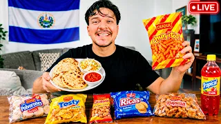Probando Comida de EL SALVADOR En Vivo | Desde San Salvador!