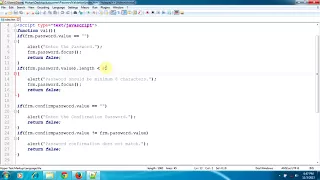 JavaScript Tutorial Password Validation Check length confirm password