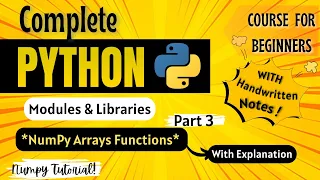 NumPy Array Functions with Examples Part 3 Python Full course for Beginners