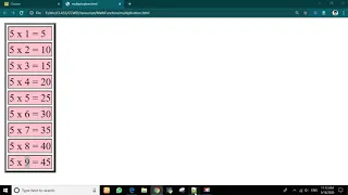 How to print multiplication table in javaScript