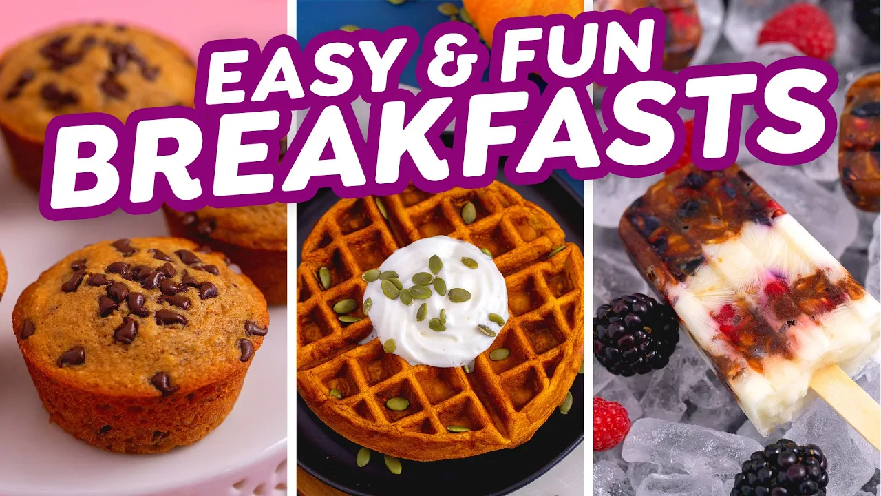 3 Easy & Fun Breakfast Ideas  Waffles, Muffins & Popsicles!